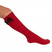 Daga Girls Red Knee Socks With Tartan Bow